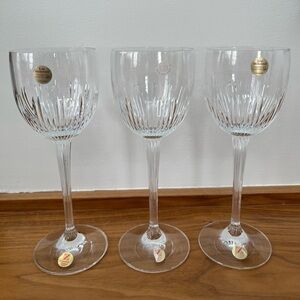 ZWIESEL Vintage Set of 3 Ceremony Pattern Crystal Wine Glasses Made Germany